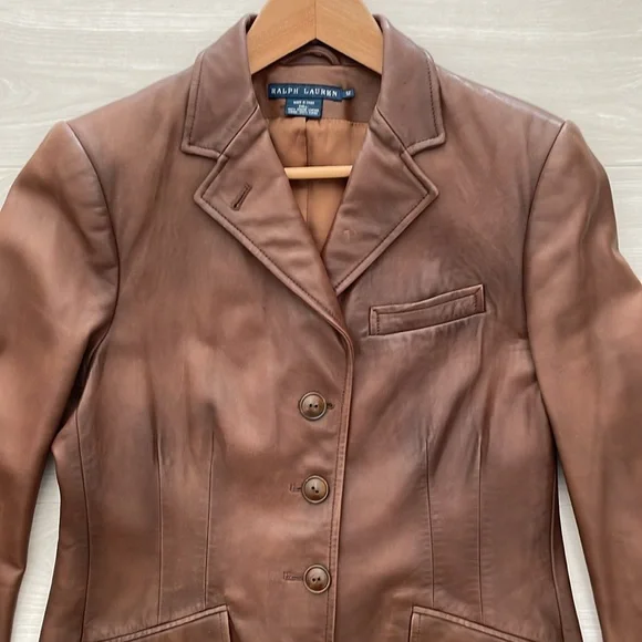 Ralph Lauren Blue Label Brown Lamb Leather Blazer - Picture 5 of 15